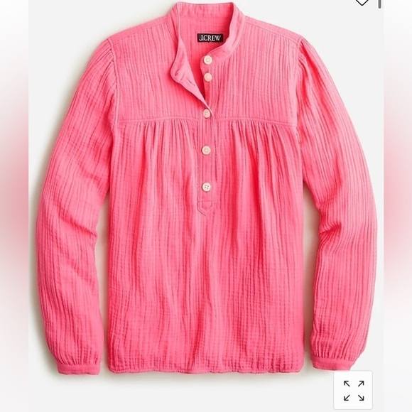J crew fresco top soft gauze vivid begonia pink - Picture 3 of 4